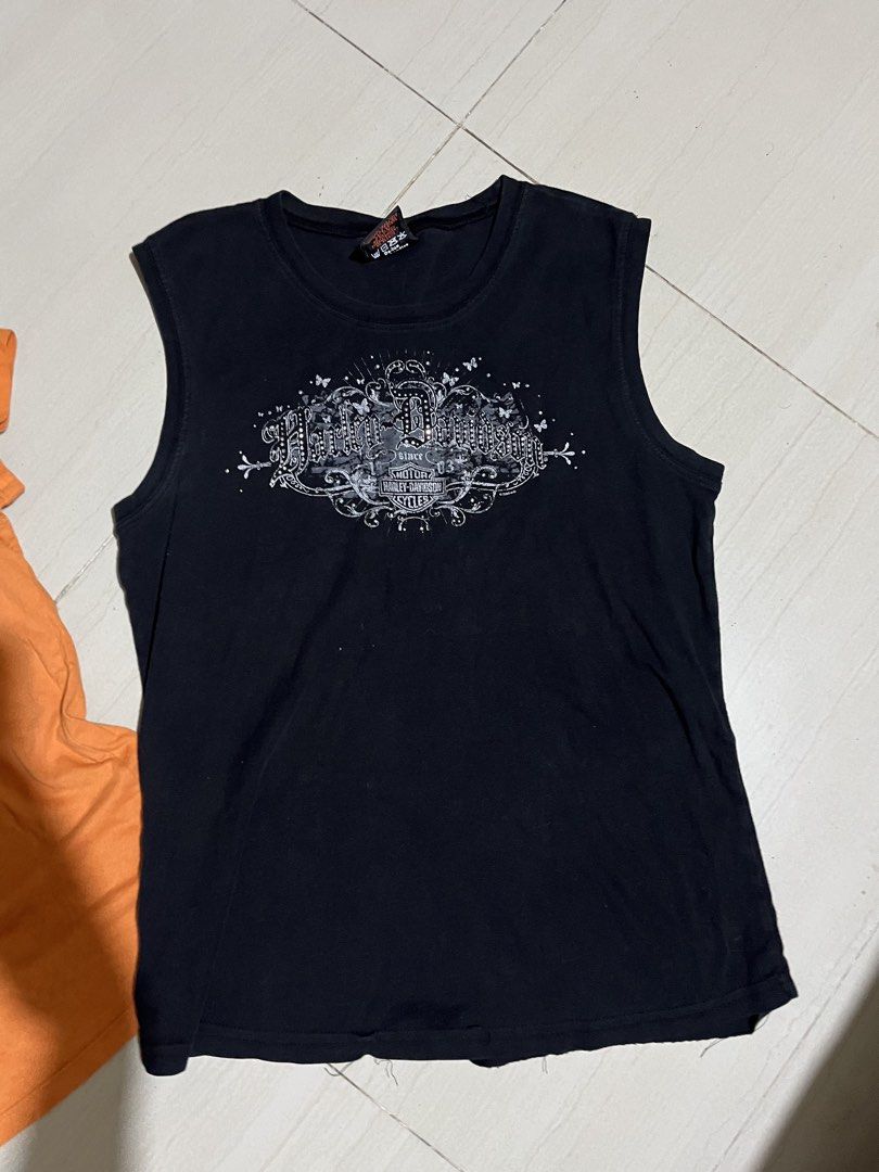 Vintage Harley Davidson Tank Top (Category: Shirts) located in Dagupan City. Submitted by whimsyluns (Listing ID 1467879591, Image 1). Description: Harley Davidson Tank Top Women ⭐️ Medium ⭐️color condition 9/10 ⭐️complete bedazzled ⭐️perfect size for S-M .