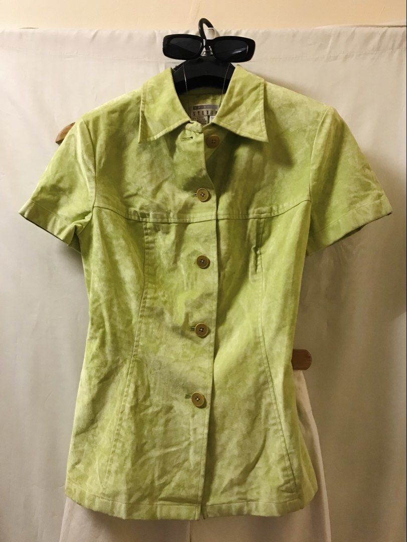 Vintage suede buttondown top (Category: Blouses) located in Manila. Submitted by 414studio (Listing ID 1468043646, Image 2). Description: Fits small to medium Good quality In good condition (Scarf and accessories are not included) .