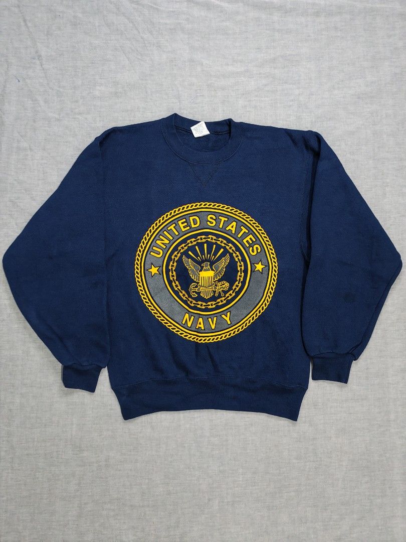 vintage USN crewneck sweatshirt (Category: Coats, Jackets and Outerwear) located in Baguio. Submitted by used_clothing2600 (Listing ID 1468004422, Image 2). Description: Vintage US navy crewneck sweatshirt made in usa size small verygood condition pit to pit 19.5 length 25.5 shoulders 19.5 sleeve length 22.5 P 800.