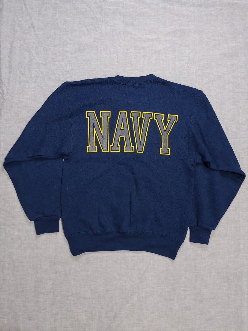 vintage USN crewneck sweatshirt (Category: Coats, Jackets and Outerwear) located in Baguio. Submitted by used_clothing2600 (Listing ID 1468004422, Image 3). Description: Vintage US navy crewneck sweatshirt made in usa size small verygood condition pit to pit 19.5 length 25.5 shoulders 19.5 sleeve length 22.5 P 800.
