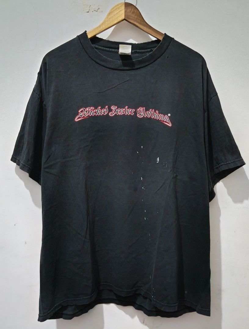 Vntg Wicked Jester Dated 2004 (Category: Tshirts & Polo Shirts ) located in Taguig. Submitted by thriftedminds (Listing ID 1468056608, Image 2). Description: Item: Vintage 2004 Wicked Jester🔥 ‎Size: XLarge (Delta Pro Weight) ‎Width: 23.5 ‎Length: 29 ‎Condition: Good ‎Issue: Paint stain, Tattered, Pinhole, Good Fade DM to purchase 📩.
