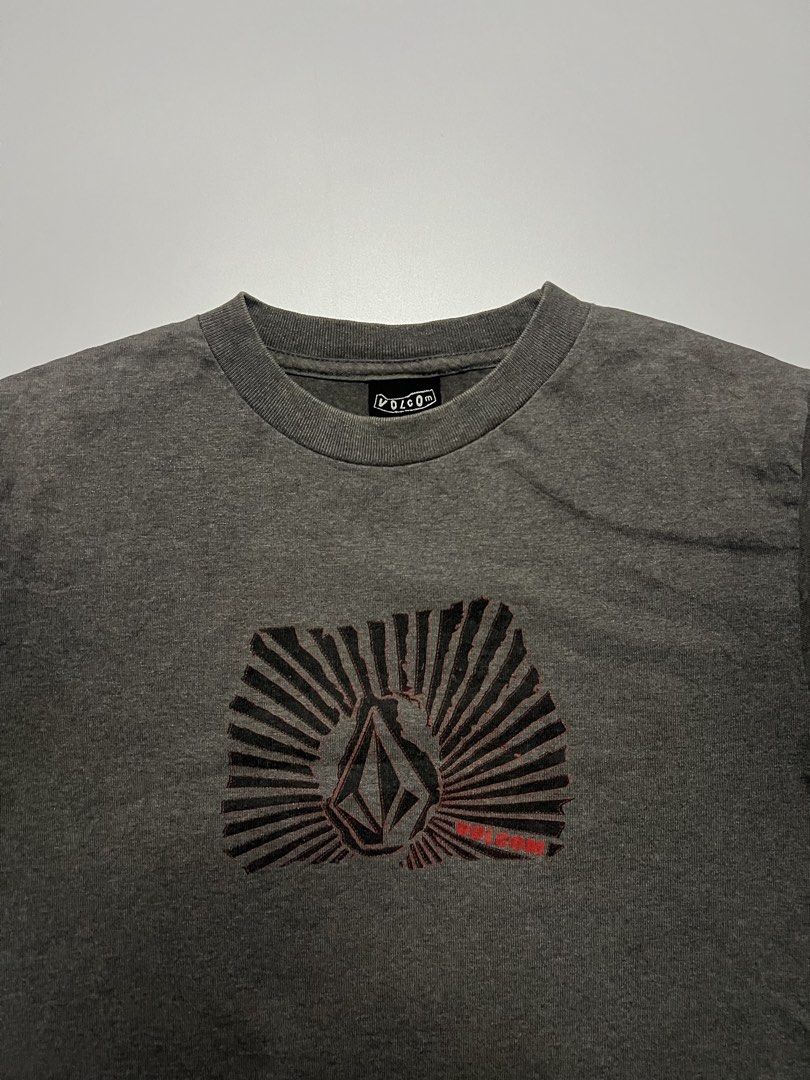Volcom Graphic T-Shirt Grey Size S (Category: Tshirts & Polo Shirts ) located in Baler. Submitted by allthrifted31 (Listing ID 1467872288, Image 3). Description: : Small on tag Width: 18 Length: 26.5 Condition: Excellent Color rate: 8.5/10 Issue: Small paint (visible sa picture) .