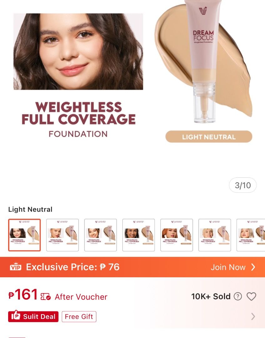 Weightless Full Coverage Foundation Light Neutral (Category: Makeup) located in Cabuyao City. Submitted by blueberrychezkik (Listing ID 1468005659, Image 1). Description: - Brand: vice co & maange - Item: Weightless Full Coverage Foundation and concealer - Shade: Light Neutral ang n7 - Condition: Brand new, opened - Reason for selling: shade didn't match skin tone - Features: Smooth all-day coverage, easy-to-blend liquid formula.