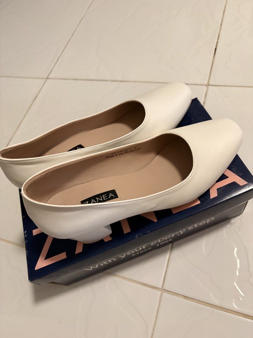 White Block Heels Size 10 (Category: Heels) located in Binan City. Submitted by heyyabi (Listing ID 1467883416, Image 3). Description: - Brand: Zanea - Style: AR 444 - Size: 10 - Color: white - Condition: used once for nurses oath taking.