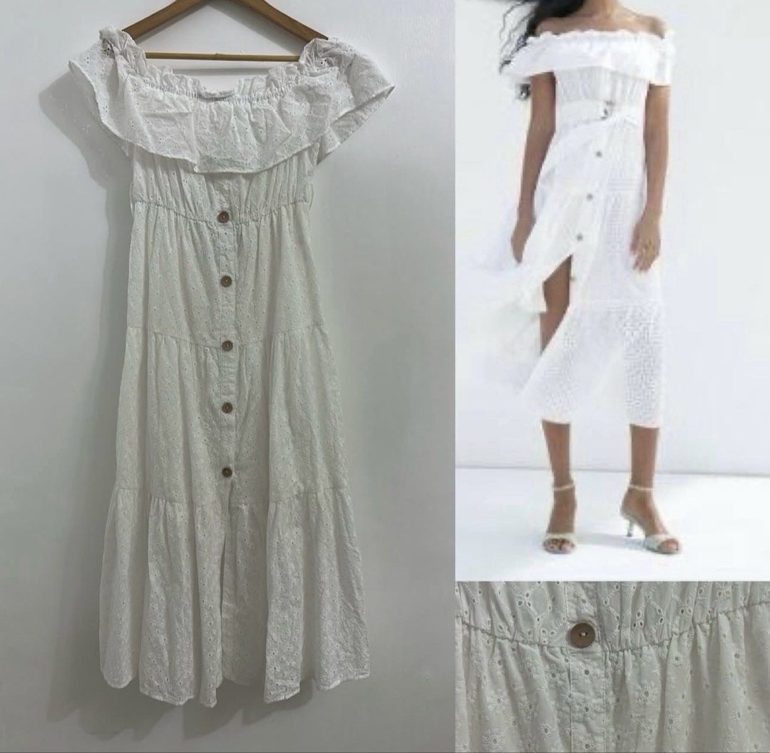 White Eyelet Offshoulder Midi Dress (Category: Dresses) located in Iloilo. Submitted by vpscloset (Listing ID 1468051051, Image 1). Description: .