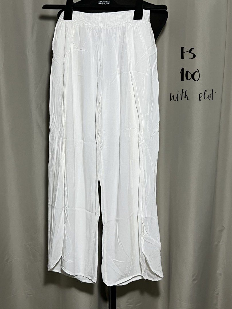 White lightweight beach pants with slit on both sides (Category: Other Bottoms) located in Las Pinas. Submitted by jilanah (Listing ID 1468003881, Image 1). Description: Bought in Boracay Has slit on both sides.
