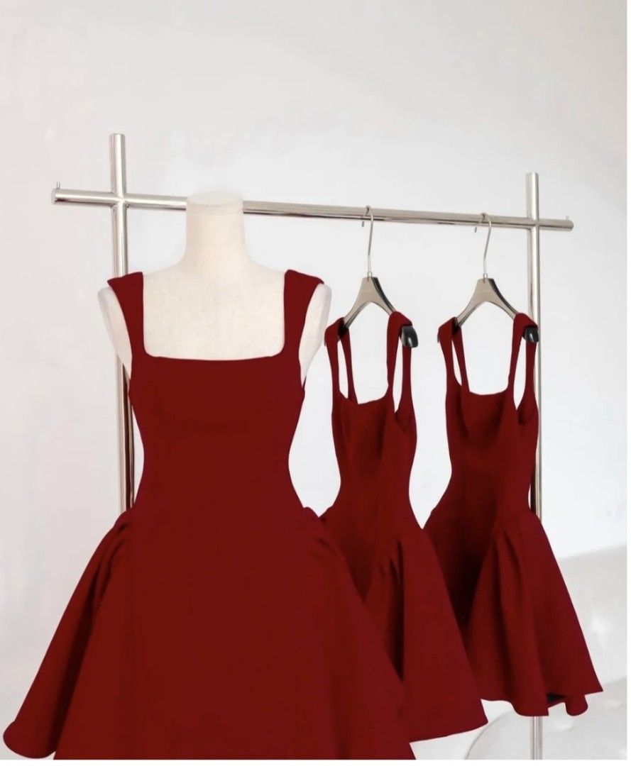 Whoopy Red Square Neck Mini Dress Size M (Category: Dresses) located in Manila. Submitted by abianne (Listing ID 1467977072, Image 1). Description: - Brand: Whoopy - Size: M (tag attached) - Condition: Brand new, never worn (I am large already 😆) - Design: Thick straps, square neckline, fitted bodice, and a flared midi-length skirt - Occasion: Perfect for parties and nights out.