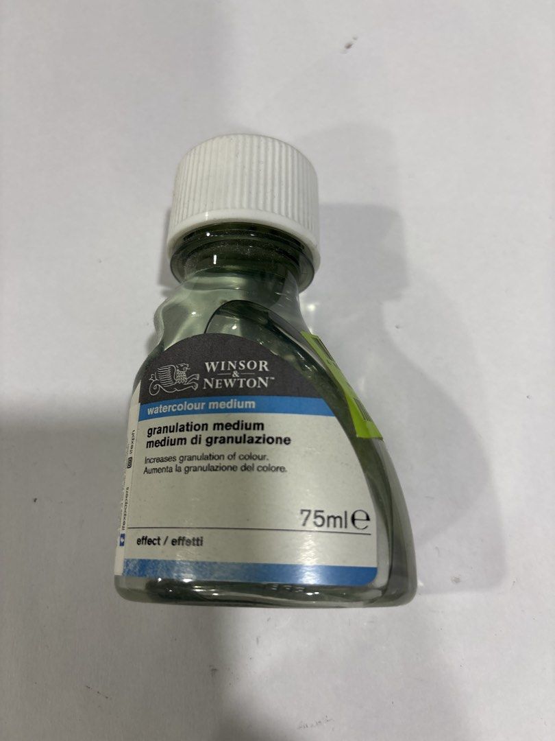 Winsor & Newton Granulation Medium 75ml (Category: Craft Supplies & Tools) located in Mandaluyong City. Submitted by clothescarousel (Listing ID 1468024827, Image 1). Description: - Brand/Item: Winsor & Newton Granulation Medium - Size: 75ml bottle - Effect: Increases color granulation for unique watercolor textures - Origin: Made in France - Packaging: 100% recycled bottle with instructions on the back label - Condition: Brand new, great additio