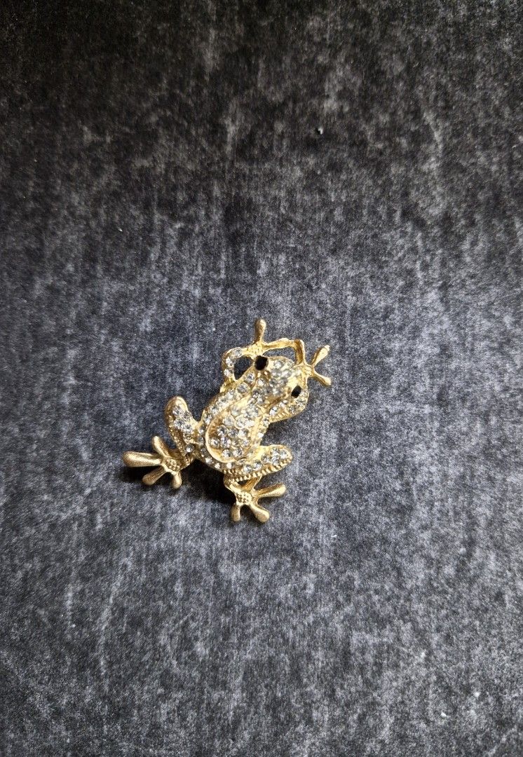 Wood Frog Brooch (Category: Brooches) located in Taguig. Submitted by mommaschoice (Listing ID 1467963306, Image 1). Description: Brand new Unisex use Gold-Tone finish Adorned w/rhinestones Lightweight won't damage the fabric Ships nationwide.