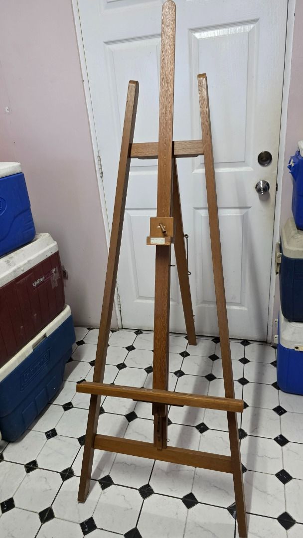 Wooden Studio Art Easel (Category: Art & Prints) located in Quezon City. Submitted by willy.willy6 (Listing ID 1467915079, Image 1). Description: - Adjustable wooden studio easel - Sturdy floor-standing build with crank handle height adjustment - Natural wood finish - Heavy-duty construction supports large canvases - Folds flat for easy storage when not in use.