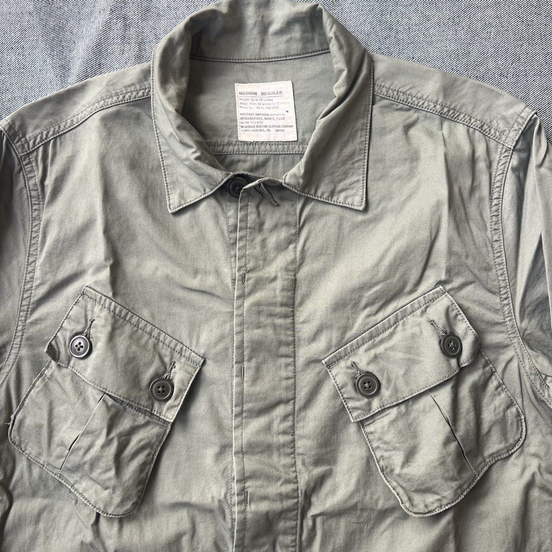 Workware 1st Pattern Jungle Fatigue Jacket (Category: Coats, Jackets and Outerwear) located in Manila. Submitted by minsanseller_madalasbuyer (Listing ID 1467869073, Image 2). Description: Chest - 20” Length - 26.75” Shoulder - 16” Sleeve - 23” - Fabric feels more like a shirt, lightweight, perfect for 🇵🇭 weather. - No issue. ₱ 1,500.
