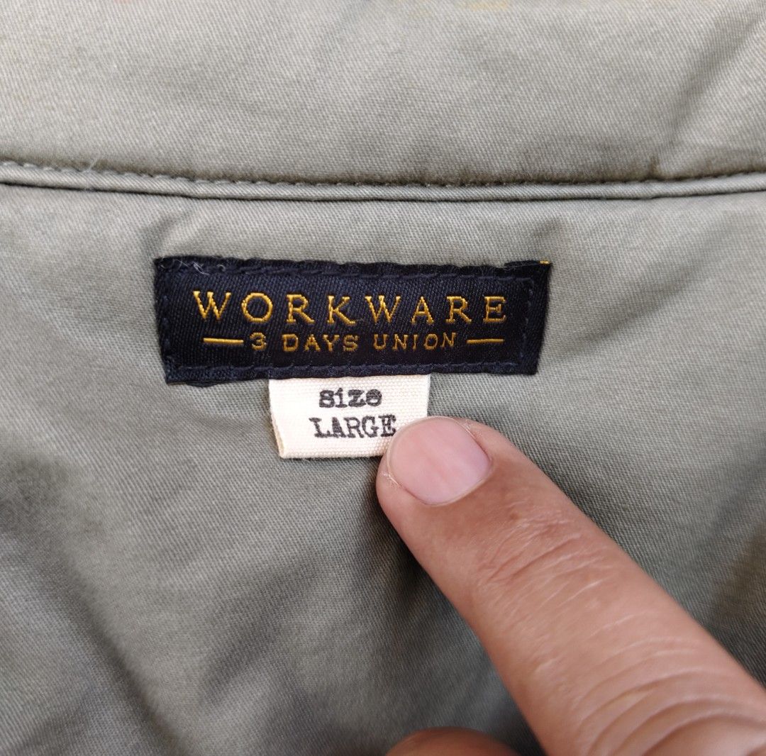 WORKWARE filler jacket (Category: Coats, Jackets and Outerwear) located in Baguio. Submitted by archival_thrifted.ph. (Listing ID 1467902486, Image 3). Description: FOR SALE‼️ .WORKWARE 3 DAYS UNION FILLER JACKET .EXCELLENT CONDITION .SIZE LARGE ON TAG .PHP 1280 PLUS SF .❌❌ COP/COD .MOP GCASH .COURIER J&T .BAGUIO AREA .DM FOR SURE BUYER TY.