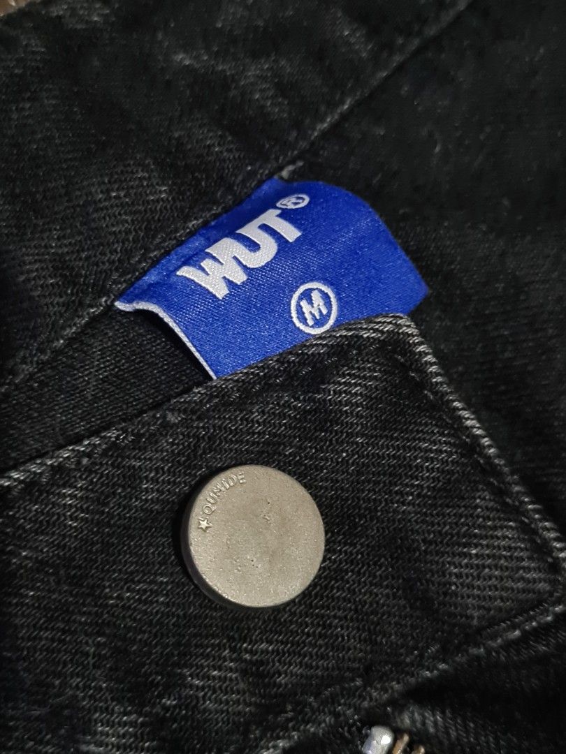 WUT Black Denim Patchwork Jeans (Category: Jeans) located in Pateros City. Submitted by paoef (Listing ID 1467941055, Image 3). Description: WUT Black Denim Patchwork Jeans - M on tag - Heavy denim - Loose straight fit W: 15 L: 41 Inseam: 27 H: 9.