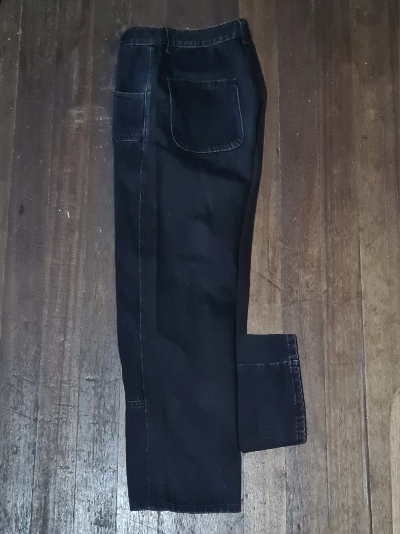 WUT Black Denim Patchwork Jeans (Category: Jeans) located in Pateros City. Submitted by paoef (Listing ID 1467941055, Image 2). Description: WUT Black Denim Patchwork Jeans - M on tag - Heavy denim - Loose straight fit W: 15 L: 41 Inseam: 27 H: 9.