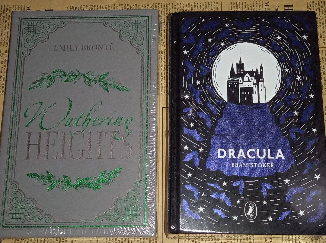 Wuthering Heights, Dracula (Category: Storybooks) located in Manila. Submitted by hdbookshop (Listing ID 1468042521, Image 1). Description: Wuthering Heights by Emily Bronte Dracula by Bram Stoker - Collector's edition - Clothbound - Brand new and sealed ₱1,100 take all ⚠️SURE BUYERS ONLY Make an offer if SURE BUYER. Due to Carousell's reply qouta, only serious buyers will be replied to. 🚫NO OFFER = NO REPLY Make an offer if 100% committed in ge
