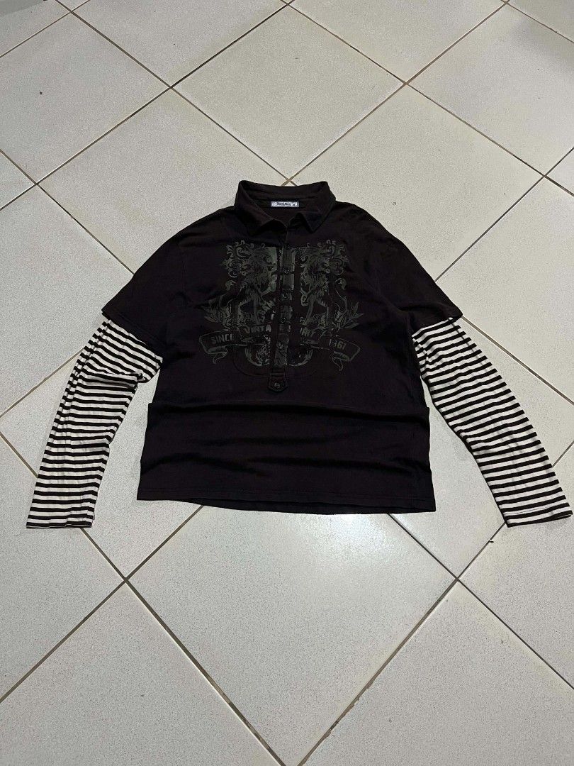 Y2K Bang Bang Sleeve Polo (Category: Tshirts & Polo Shirts ) located in Zamboanga. Submitted by saveearthwethrift (Listing ID 1468055858, Image 1). Description: size large pm for more details.