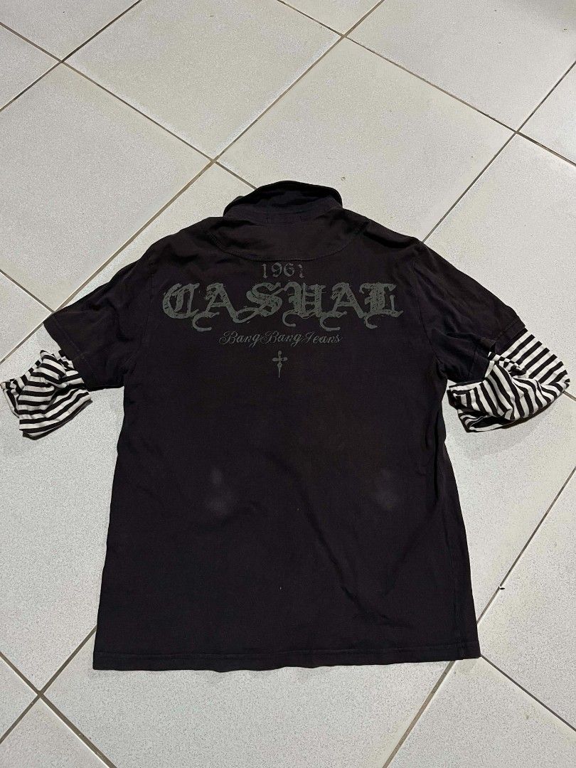 Y2K Bang Bang Sleeve Polo (Category: Tshirts & Polo Shirts ) located in Zamboanga. Submitted by saveearthwethrift (Listing ID 1468055858, Image 3). Description: size large pm for more details.