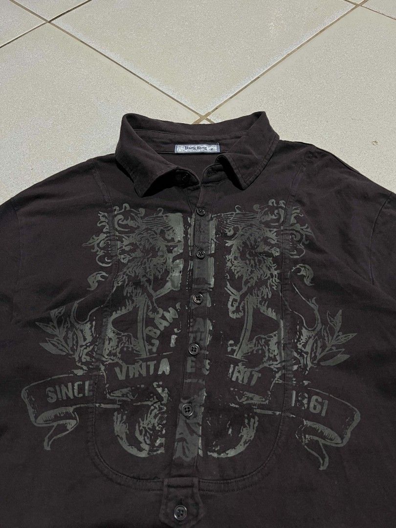Y2K Bang Bang Sleeve Polo (Category: Tshirts & Polo Shirts ) located in Zamboanga. Submitted by saveearthwethrift (Listing ID 1468055858, Image 2). Description: size large pm for more details.