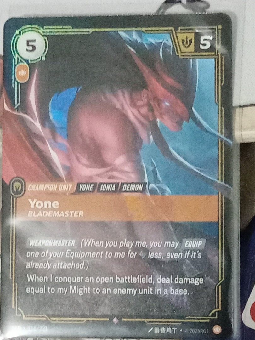 Yone 114/221 (Category: Raw Singles) located in Manila. Submitted by inari05 (Listing ID 1467949108, Image 1). Description: -First owner -Asking 100 -Sf charged to buyer -Good condition rfs: wrong color Payment:Gcash.