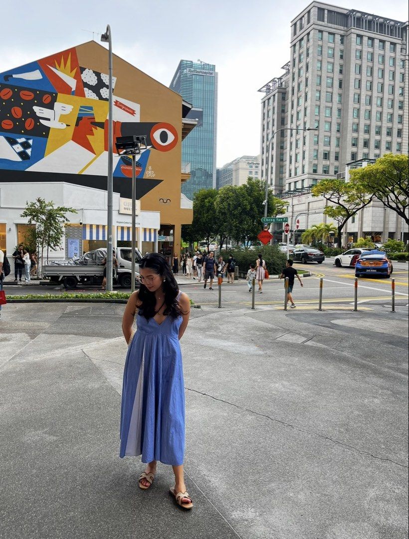 Zara Blue Midi Dress (Category: Dresses) located in Quezon City. Submitted by prelovedbynxkole (Listing ID 1467880296, Image 3). Description: - Brand: Zara - Size: S (Made in Morocco) - Color/Pattern: Blue with stripes - Design: V-neckline, thin spaghetti straps, flared skirt with a contrasting vertical panel - Condition: Worn once, excellent shape - Style Tip: Super easy to style for casual days out ALL CLOTHES NEED TO BE WASHED & IRONED AS THEY