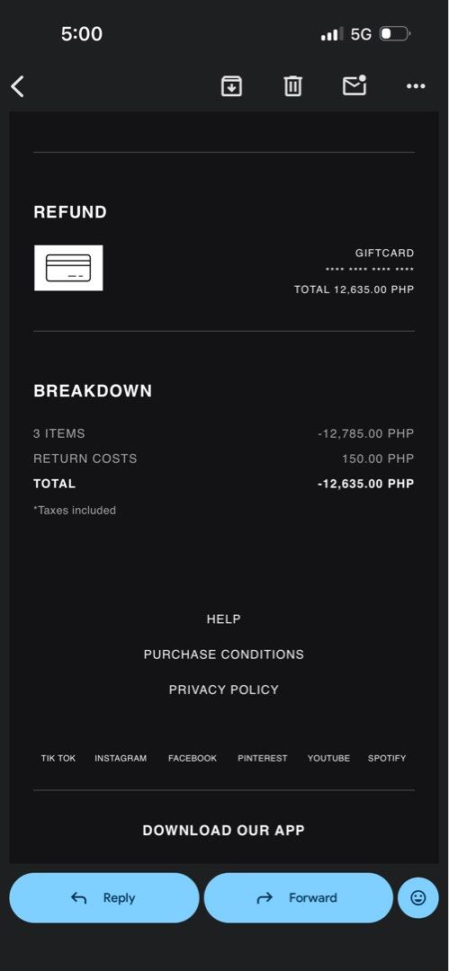 Zara E-Voucher worth ₱12,635 (Category: Vouchers) located in Manila. Submitted by jodi.declutters (Listing ID 1467923373, Image 2). Description: - Value: ₱12,635.00 - Usage: Redeemable at any Zara store nationwide or online at zara.com - Card number and CVV will be provided securely - Validity: No expiration date - Note: Non-refundable and cannot be exchanged for cash Received this as a refund for a returned online order. The refund was supposed 