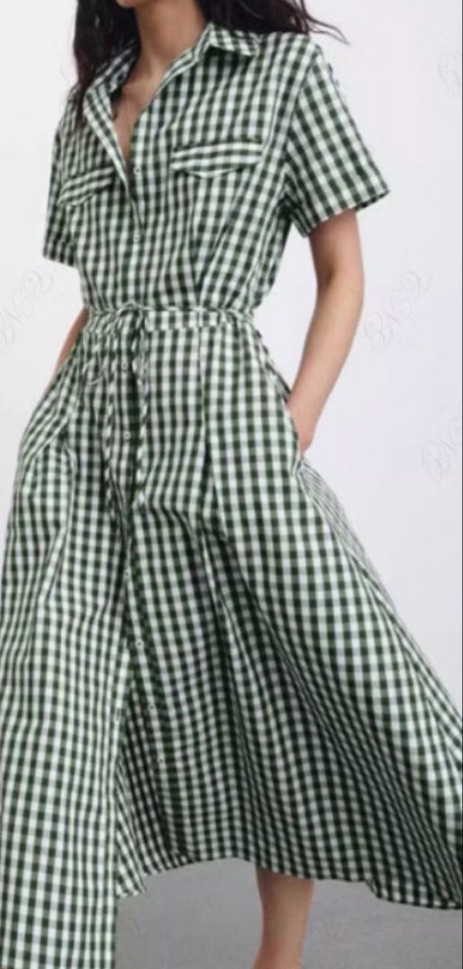 Zara gingham maxi dress (Category: Dresses) located in Los Banos. Submitted by ZaraAll (Listing ID 1467844669, Image 1). Description: BRAND NEW WITH TAG. MEDIUM ON TAG. CAN FIT S-M. Super duper pretty when worn. Very dainty 💚💚💚 4995 price on tag.