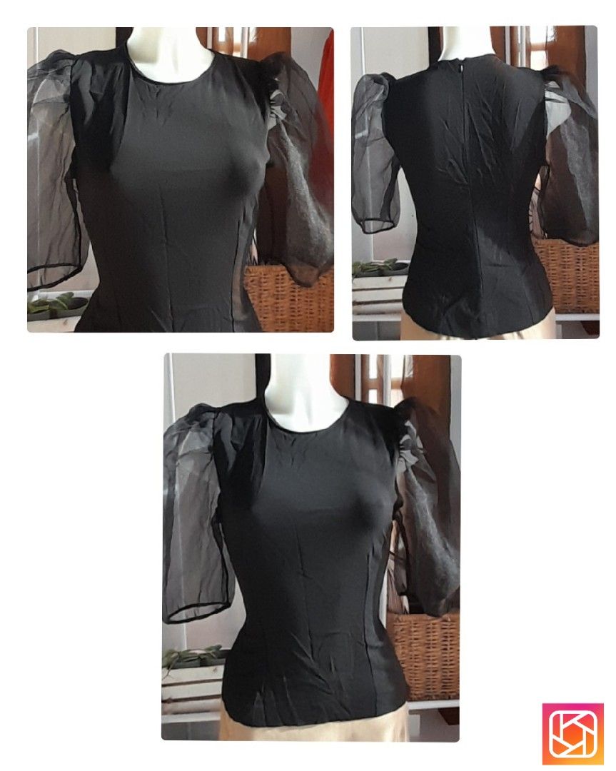 Zara Mesh Sleeve Black Top (Category: Blouses) located in Batangas. Submitted by norskieshoppe (Listing ID 1467912851, Image 1). Description: small so pretty when worn.