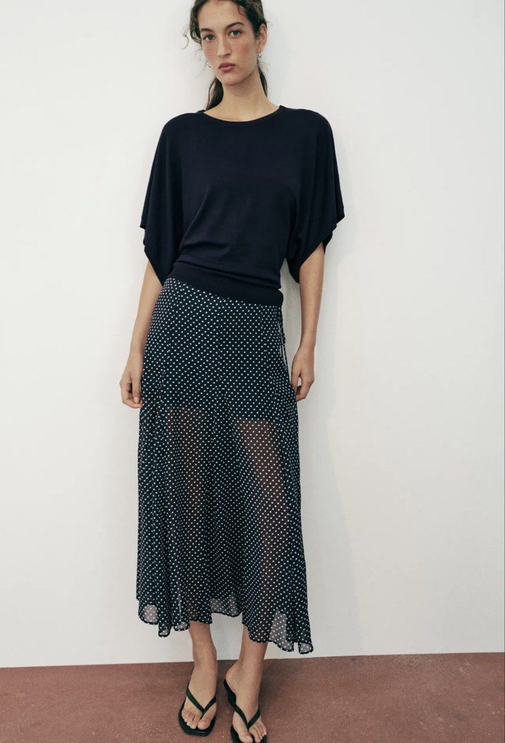 zara polka dot skirt (Category: Skirts) located in Angeles City. Submitted by thriftchic_ (Listing ID 1467883863, Image 2). Description: ♡ no issue! ♡ skirt with short inner lining and a side tie with bead detailing ♡ a line hem ♡ invisible side zip fastening ♡ worn once only Note: ♡ item is in excellent condition ♡ color may appear brighter or darker due to lighting ♡ please manage expectation as there may be minimal flaws unnoticed by the selle