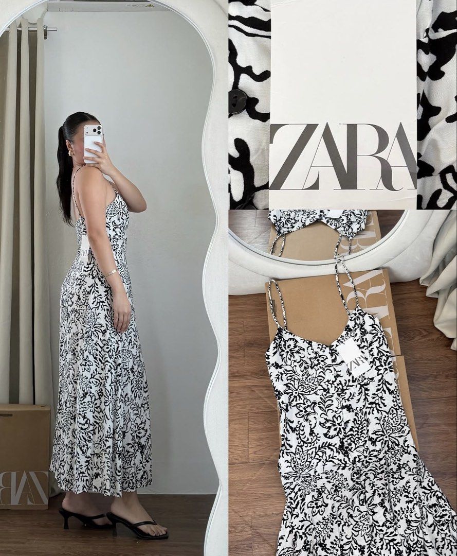 ZARA Printed Buttondown Cami Dress (Category: Dresses) located in Manila. Submitted by ccollection_ (Listing ID 1468018173, Image 2). Description: Xsmall on Tag, fits up to small size.