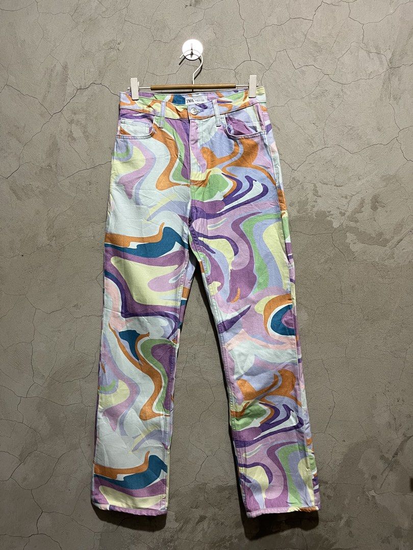 ZARA psychedlic print bootcut jeans (Category: Jeans) located in Cagayan de Oro. Submitted by vintagevvvictim (Listing ID 1468053627, Image 1). Description: size 26.