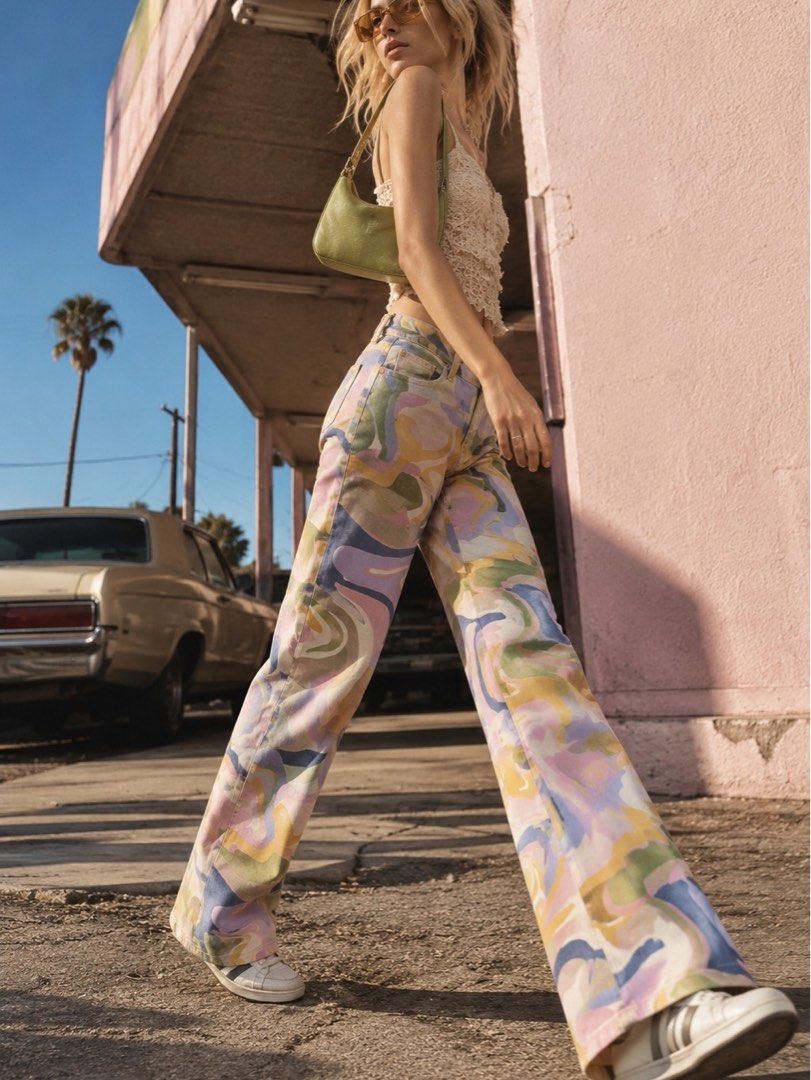 ZARA psychedlic print bootcut jeans (Category: Jeans) located in Cagayan de Oro. Submitted by vintagevvvictim (Listing ID 1468053627, Image 2). Description: size 26.