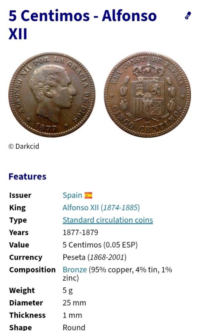 1878 Cinco Centimos (Category: Currency) located in Manila. Submitted by wildcrystal.3b537c (Listing ID 1468282881, Image 3). Description: .