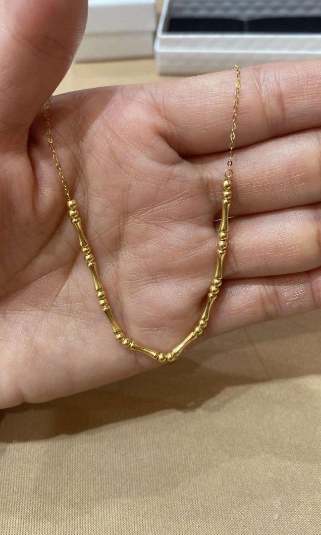 18K Bamboo necklace (Category: Necklaces) located in Pantabangan. Submitted by Graciana17 (Listing ID 1468105488, Image 1). Description: Authentic 18K 💯 Adjustable.