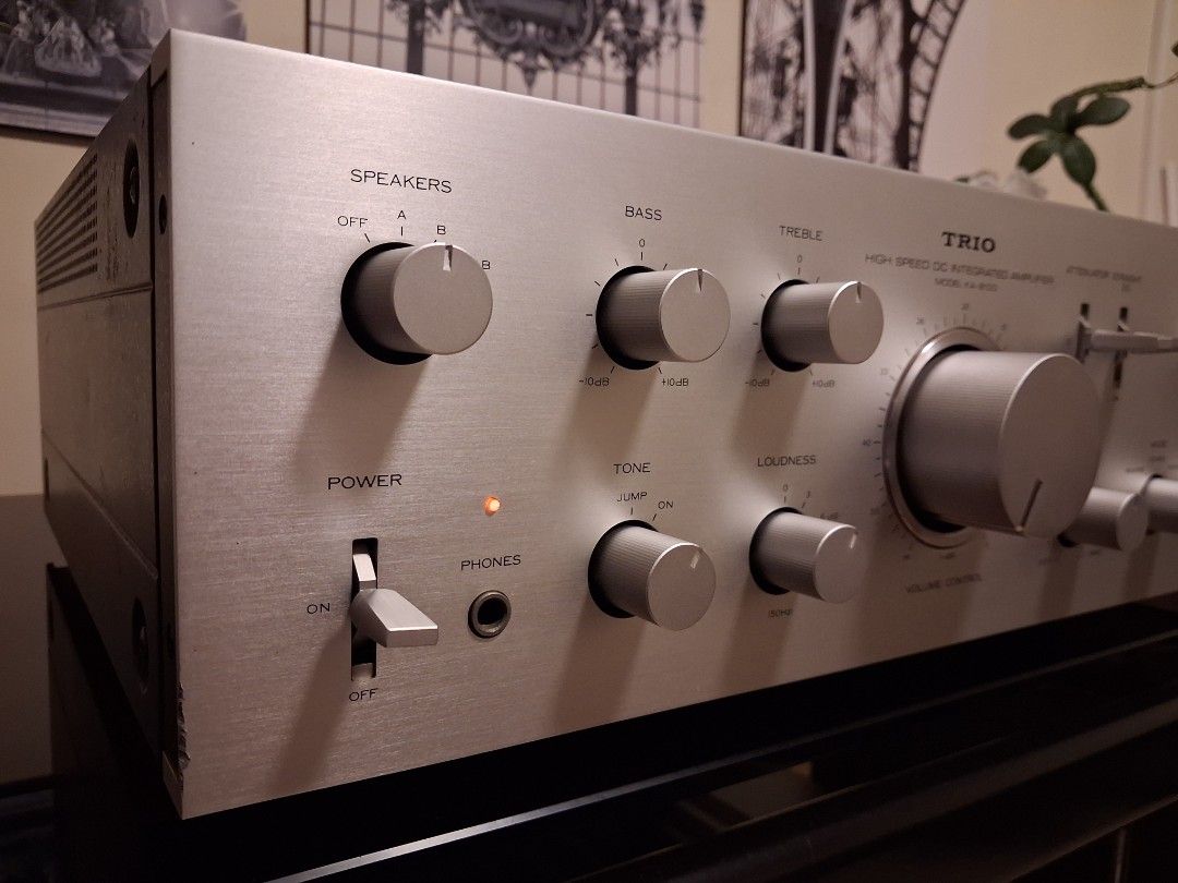 1978 TRIO / Kenwood Amplifier (Category: Soundbars, Speakers & Amplifiers) located in Muntinlupa City. Submitted by Festu (Listing ID 1468245290, Image 2). Description: For sale P10,500 Condition: Used / 2nd hand Muntinlupa City Trio / Kenwood Stereo Integrated Amplifier Model KA-8100 100volts from Japan 150 watts power consumption 60 watts per channel Speaker A,B Phono 1 MM Phono 2 MC Weight 11.5kg Dimensions : Width 440x Height 153 (146) x Dept