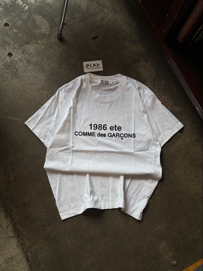 1986 COMME des Garcons (Category: Tshirts & Polo Shirts ) located in Manila. Submitted by distinct_mnl (Listing ID 1468089100, Image 1). Description: CDG by COMME des GARÇONS 1986 Tee Php 1289 S - 21x26 M - 22x27 L - 23x28 XL - 24x29.