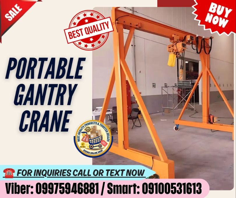1 Ton Electrical Mobile Portable Gantry Crane Machine (Category: Everything Else Others) located in Las Pinas. Submitted by livedragon_b3d3a7 (Listing ID 1468146965, Image 1). Description: 🌏 We Can Deliver Nationwide 👉 AP Cargo, LBC & Lalamove (🛳️ Sea /✈️ Air Freight) Price: 422,600 🔥Electrical Portable Gantry Crane Specification: Loading capacity: 1 ton Lifting height: 3m Max. width: 3m Crane traveling system: Travel Speed: 6m/min Voltage: 3