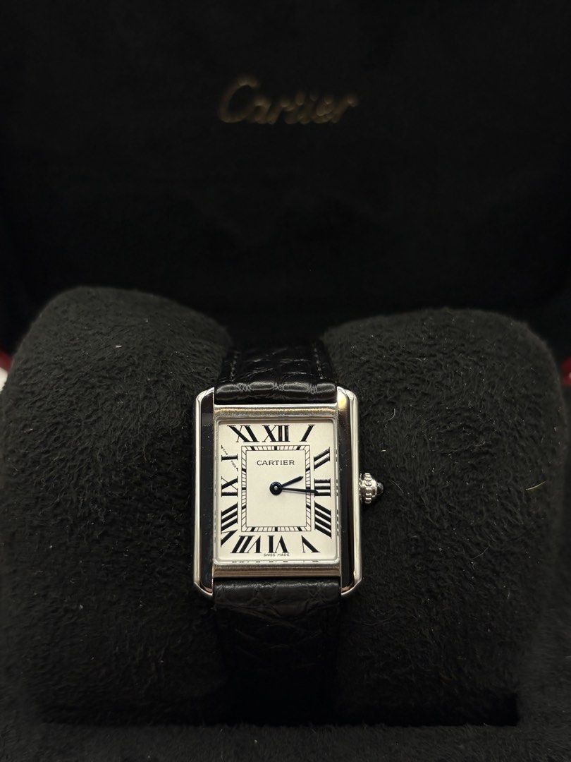 2021 Cartier Tank Small WSTA0030 (Category: Luxury Watches) located in Pasig City. Submitted by nickyestrada (Listing ID 1468083632, Image 1). Description: Cartier Tank Small White roman dial 31mm x 24mm Leather strap WSTA0030 2021 year model 9.8/10 Complete set Open for authentication 170k.