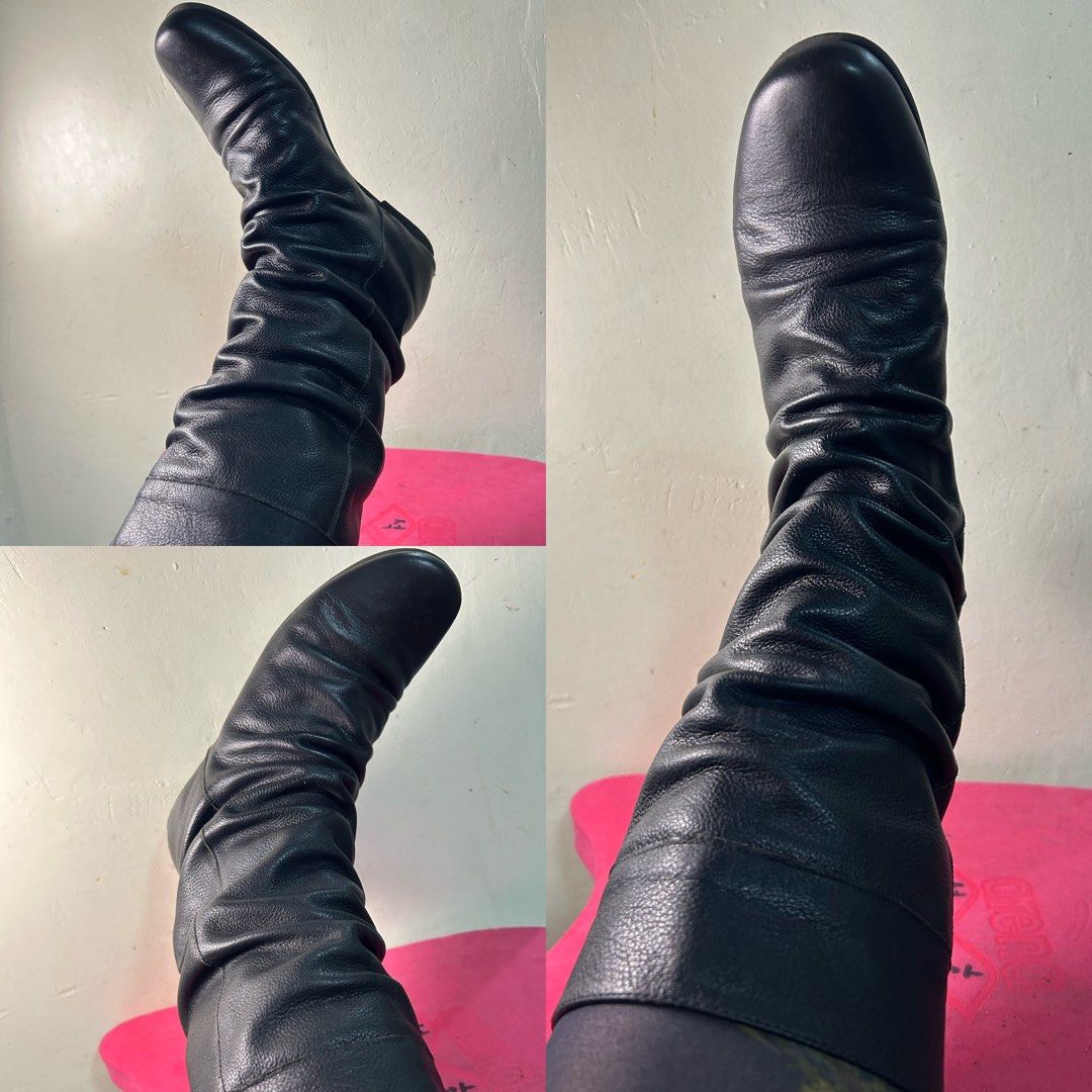 24cm Black Slouchy Boots (Category: Boots) located in Quezon City. Submitted by jjsurplus_23 (Listing ID 1468196029, Image 2). Description: 23.5-24cm insole.