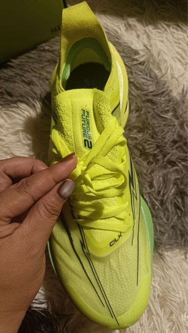 361 degrees Furious Future 2 (Category: Other Sports Equipment and Supplies) located in Aloran. Submitted by bryancee (Listing ID 1468243095, Image 3). Description: Furious Future 2 carbon fiber running shoes 40 Used once (on race day) Comparable to adios pro 4 Bought 9000.