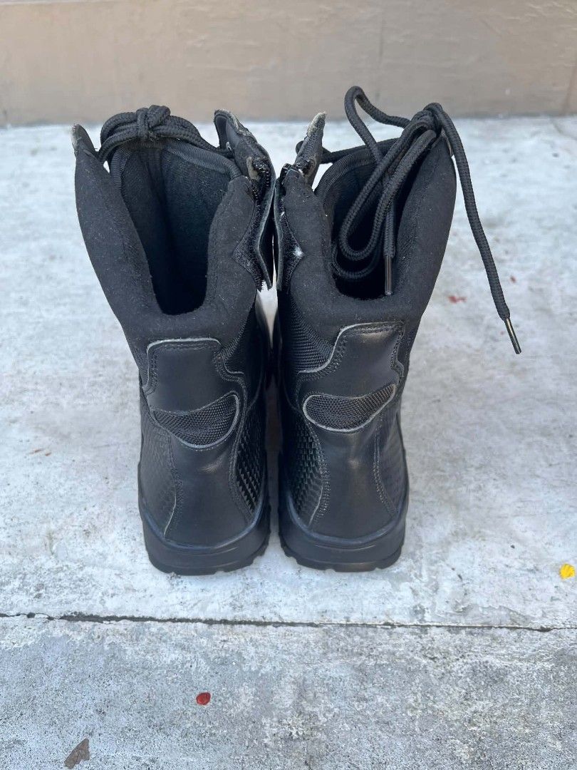 5.11 Tactical Series Black Boots (Category: Boots) located in Manila. Submitted by royalrabbit.7b2a11 (Listing ID 1468103607, Image 2). Description: - Brand: 5.11 Tactical Series - size 43 cm 27.5 us 9.5 to 10 - Color: Classic Black - Material: Durable leather and nylon upper - Closure: Heavy-duty side zippers with lace-up front - Sole: Thick lugged rubber for maximum grip - Comfort & Support: Structured heel support and padded collars.