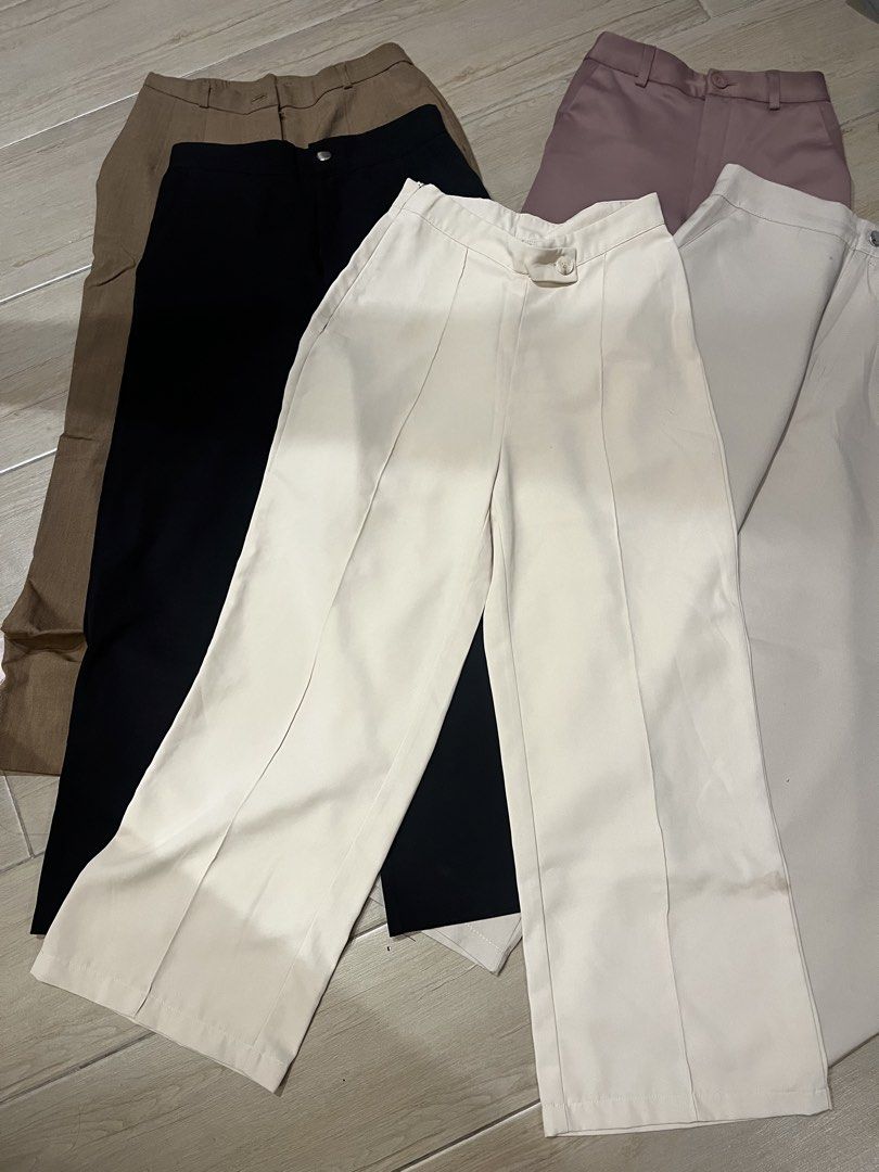 5 Work Pants / Slacks for P350 only (Category: Other Bottoms) located in Manila. Submitted by caseyandreaa2 (Listing ID 1468187064, Image 2). Description: 5 pants for P350 only! Size 24-25 My height is 5'3, fits me well No WW Pick up only Loc: BGC, Taguig, Metro Manila Book your own courier .