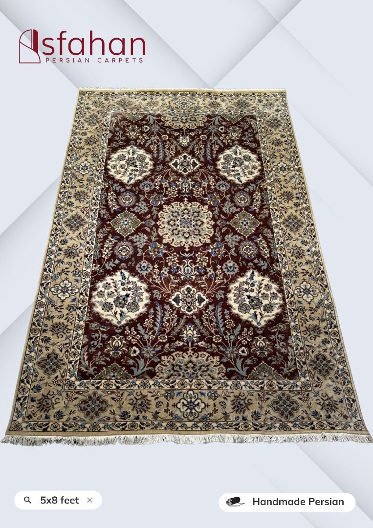 5x8feet Handmade Persian Carpet (Category: Carpets, Mats & Flooring) located in Pasig City. Submitted by isfahan999 (Listing ID 1468132797, Image 2). Description: Quality: Pure Handmade Design: Persian Material: Wool Size: 5x8 feet Disclaimer: Please note that actual product colors may deviate from what is displayed on screen. We highly recommend viewing the products in person. Carpet demonstrations are offered free of charge. Persian carpets, sy