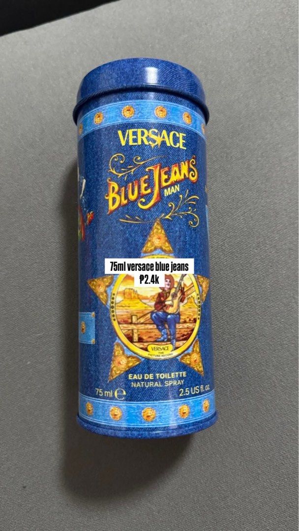 75ml Versace Blue Jeans (Category: Fragrance & Deodorants) located in Manila. Submitted by gftyvllmregalo (Listing ID 1468108802, Image 1). Description: 75ml Versace Blue Jeans - ₱2.8k authentic from Sephora 🇰🇷.