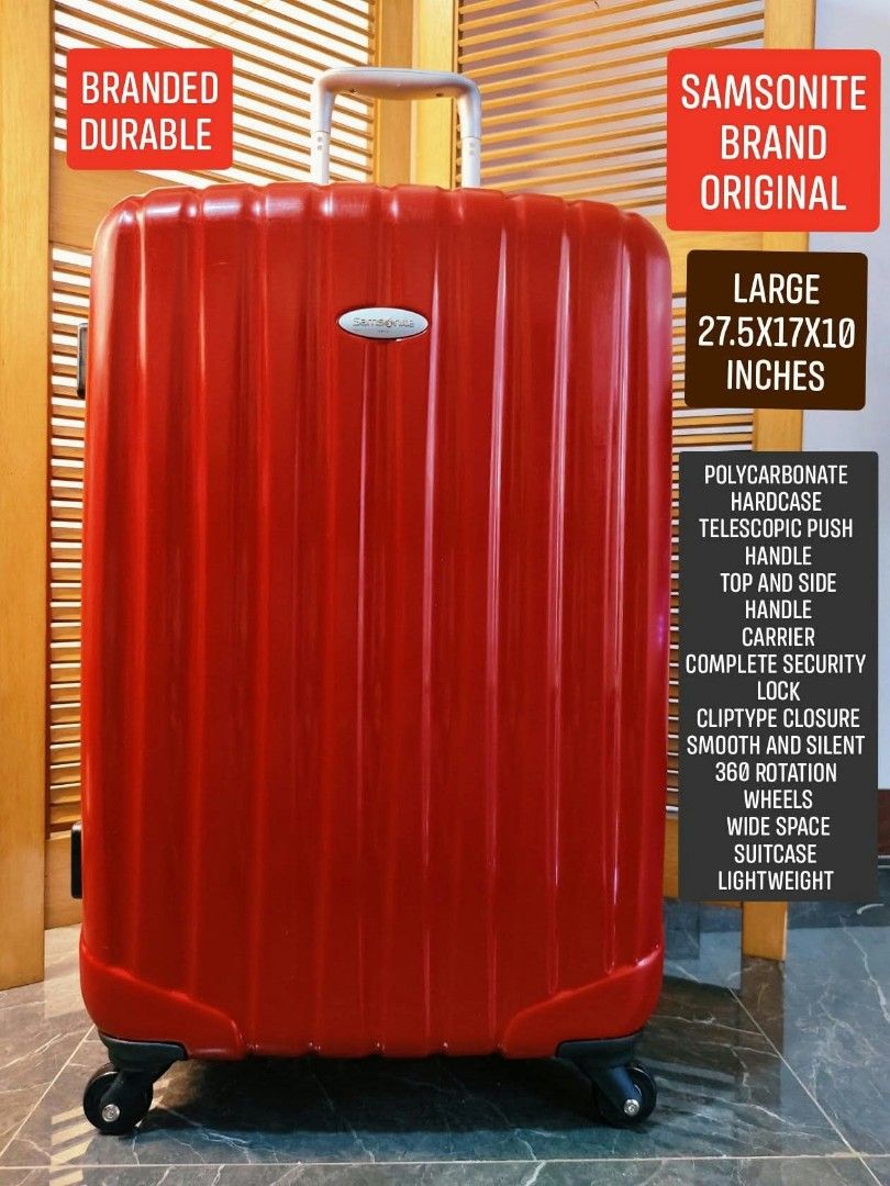 🧳 SAMSONITE (Category: Luggage) located in Manila. Submitted by chocoman0235367 (Listing ID 1468063641, Image 1). Description: 📍BRANDED SAMSONITE SPINNER HARDSIDE ORIGINAL 😍📍 ⚡⚡SALE⚡⚡ Imported from japan LARGE SIZE ✨Polycarbonate hardcase ✨Complete Security Key lock ✨Top and side Carrier Handle ✨Telescopic Push Handle ✨Smooth and Silent 360 Rotation wheels ✨Wide space Suitcase With Support Strap and Pocket ✨ Lightweight NO ISSUE‼️Good conditi