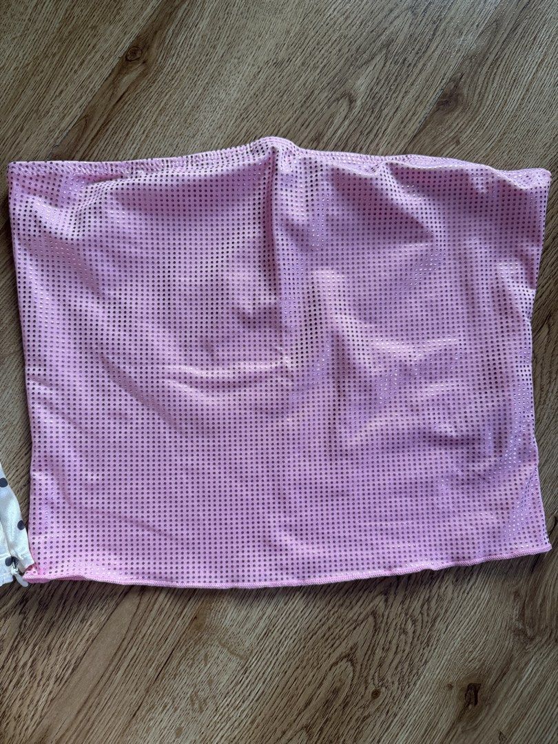 🎀 SHEIN GIRLY TOPS BUNDLE (3 PCS) (Category: Sleeveless) located in Las Pinas. Submitted by coolthreadz (Listing ID 1468167259, Image 2). Description: 🏷️ Brand: SHEIN (All 3 pieces) 📏 Sizes: Medium (M) & Small (S) ✨ 3 tops for 1 bundle! 💗 Pink Rhinestone Tube Top * Size: Medium (M) * Baby pink strapless tube top * All-over sparkly rhinestone detailing * Stretchy, fitted material 🤍 Satin Polka Dot Camisole * Size: Medium (M) * Champagne/cream