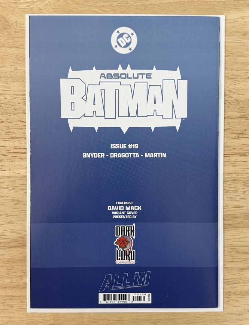 ABSOLUTE BATMAN #19 - DAVID MACK EXCLUSIVE VARIANT. SIGNED BY DAVID MACK! (W/COA) (Category: Comics & Manga) located in Taguig. Submitted by DLE_CoversandKeys (Listing ID 1468076617, Image 2). Description: Selling my ABSOLUTE BATMAN #19 DAVID MACK EXCLUSIVE VARIANT in NM+ Condition. SIGNED BY DAVID MACK! (W/COA). Please see attached pics and let me know if there’s questions. Thanks! Price: ₱3.5K This Book will be shipped securely. Mode of Payment