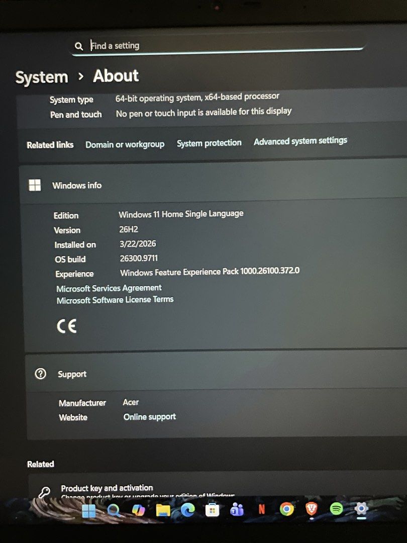 Acer Aspire lite 15 (Category: Laptops & Notebooks) located in Santa Maria. Submitted by jerichotorres08 (Listing ID 1468137146, Image 3). Description: Purchased on Aug 22, 2026 3months old Rfs: Upgrading 1 year Warranty With receipt May stand yung laptop sa baba natatanggal naman sya Meet up around bulacan if around manila sagot pamasahe ng kukuha.