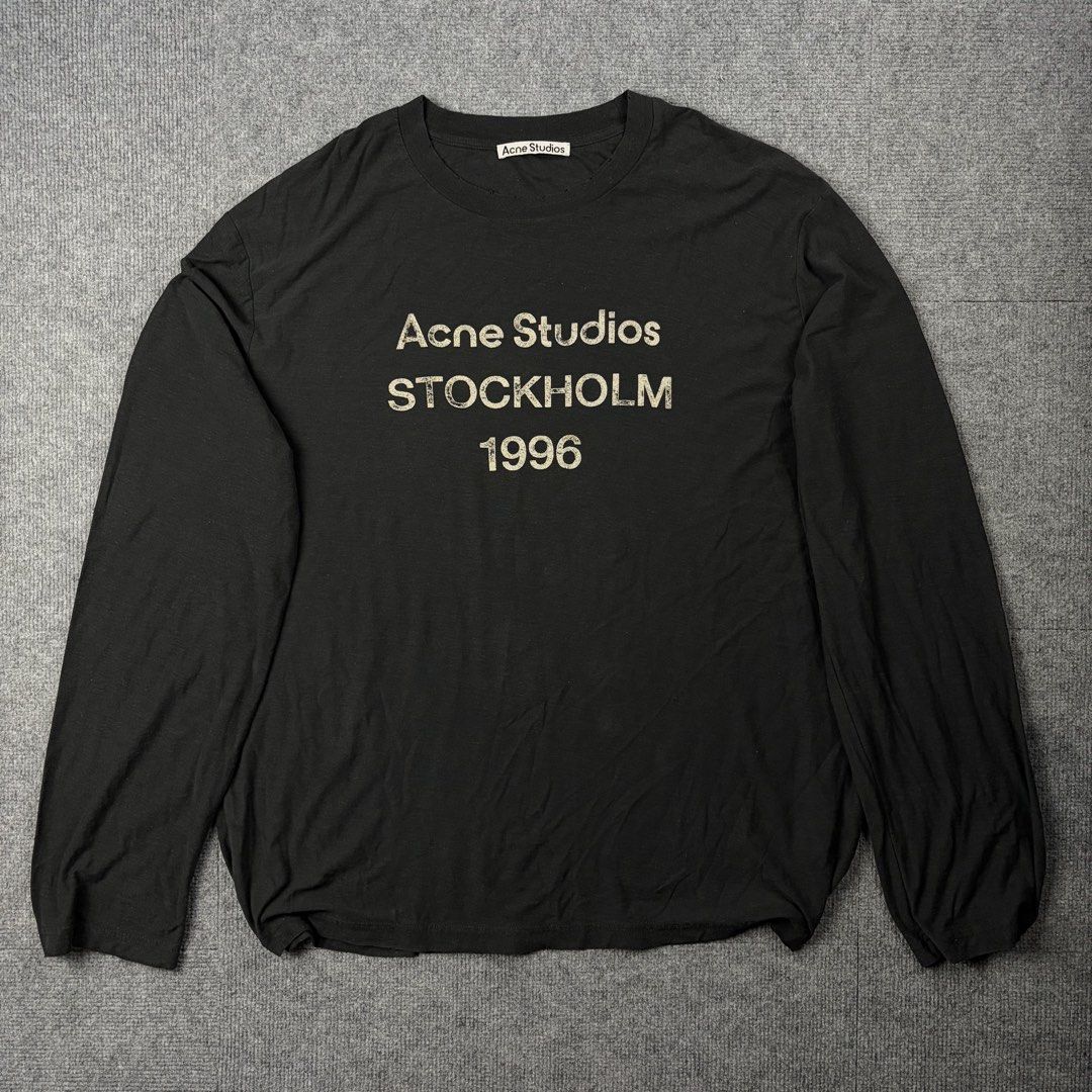 Acne Studios Distressed Stockholm Long Sleeve (Category: Luxury Apparel) located in Manila. Submitted by yourtherapist_ (Listing ID 1468248779, Image 1). Description: Acne Studios Distressed Stockholm Long Sleeve Size: XL Condition: Excellent Material: 85% Cotton, 15% True Hemp Made in: Portugal Measurements Width: 26 Length: 30 Shoulder: 22 Sleeve: 29 .