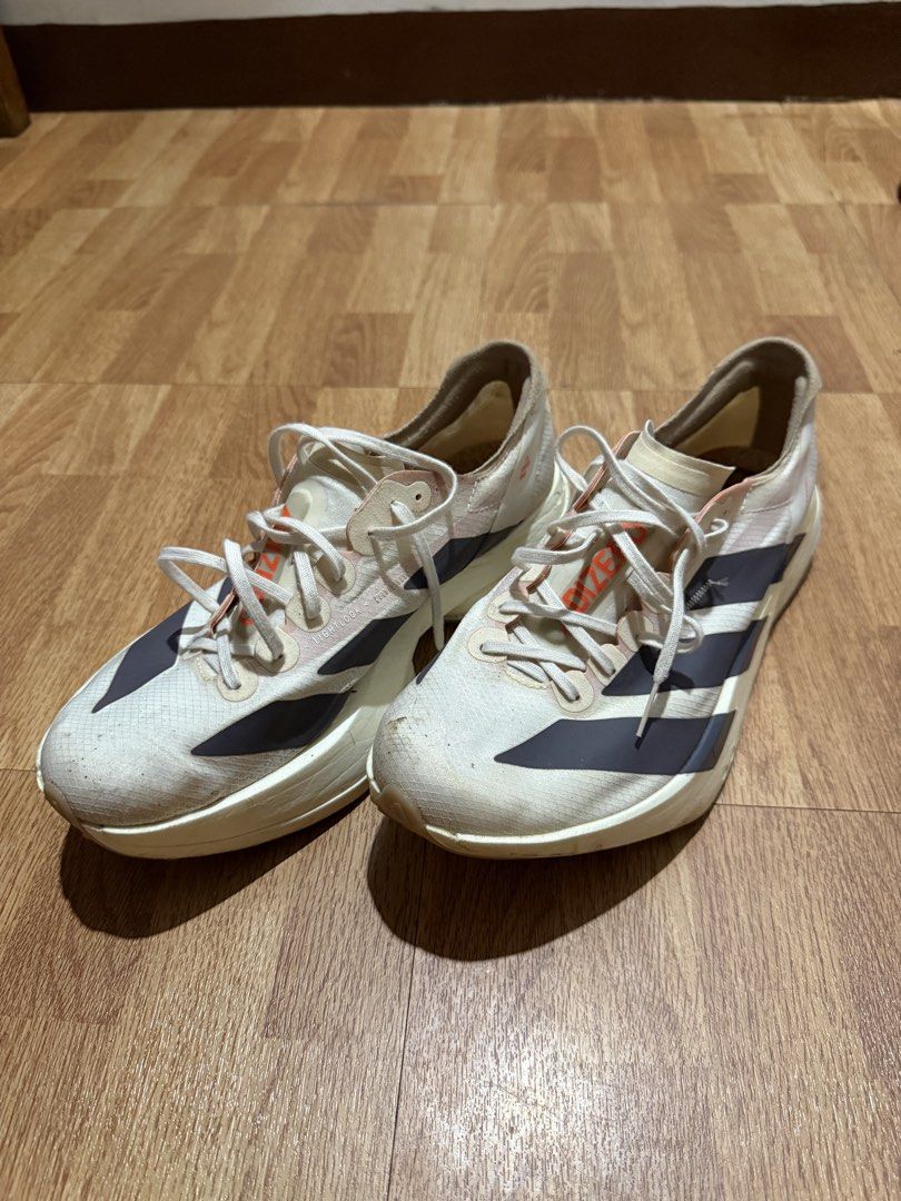 Adidas Adizero Adios Pro 4 (Category: Casual Shoes) located in Quezon City. Submitted by thewums (Listing ID 1468062004, Image 3). Description: Size: 9 US Mens Colorway: Chalk White/ Impact Orange/ Grey Stata Rfs: Changed sport Notes: - 89km on the sole (naturally some wear; used in races) - No issues on the shoe itself; just needs a good clean - No box - Negotiable .