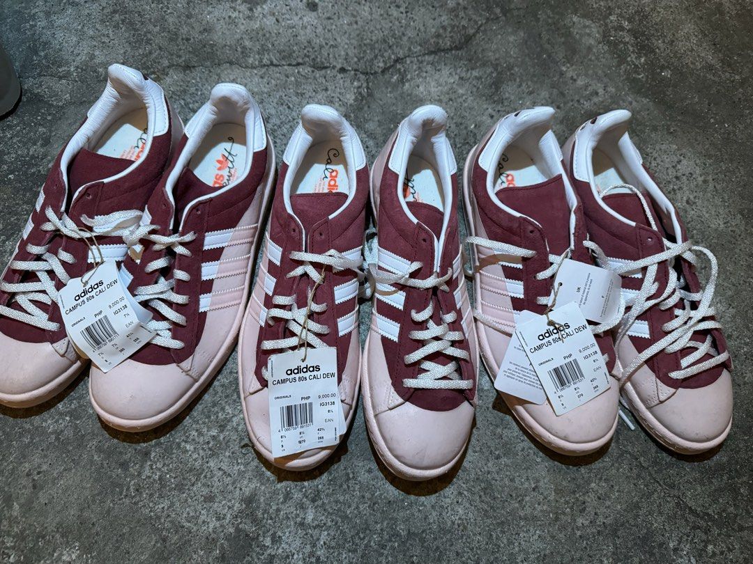 Adidas campus 80s cali dewitt (Category: Sneakers) located in Quezon City. Submitted by tempestdouble (Listing ID 1468255518, Image 3). Description: For sale adidas campus 80s cali dewitt All brand new, no box All authentic Paubos sale White gray 6.5 - 2 8 - 2 9 - 2 10 - 2 11 - 1 12 - 2 Pink 6 - 1 8 - 1 9 - 3 10 - 4 10.5 - 1.